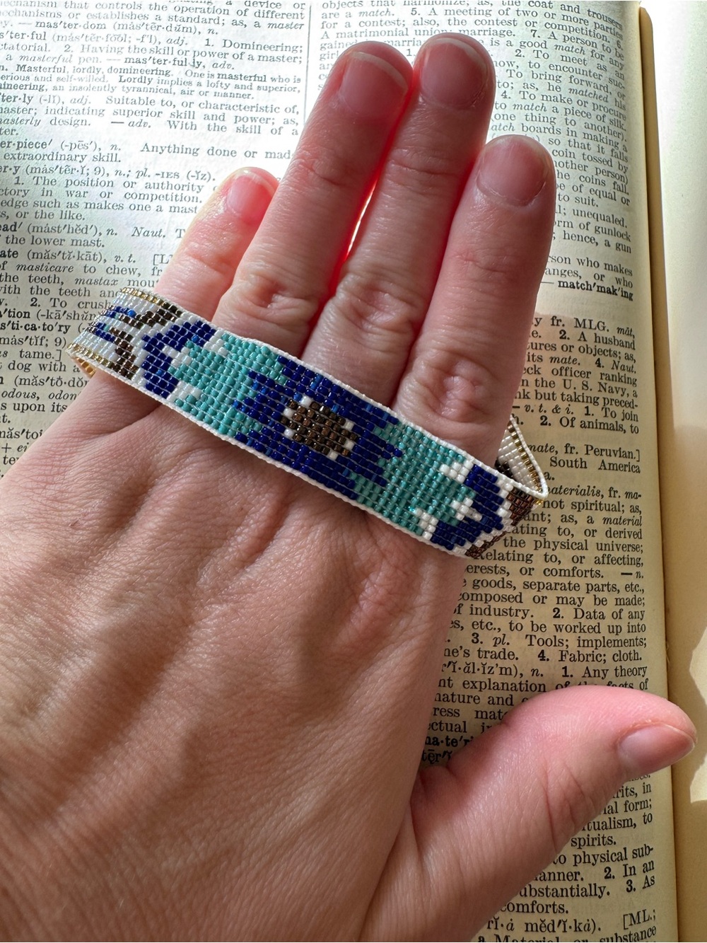Handmade Beaded Bracelet in Aqua and Blue - Women Jewelry